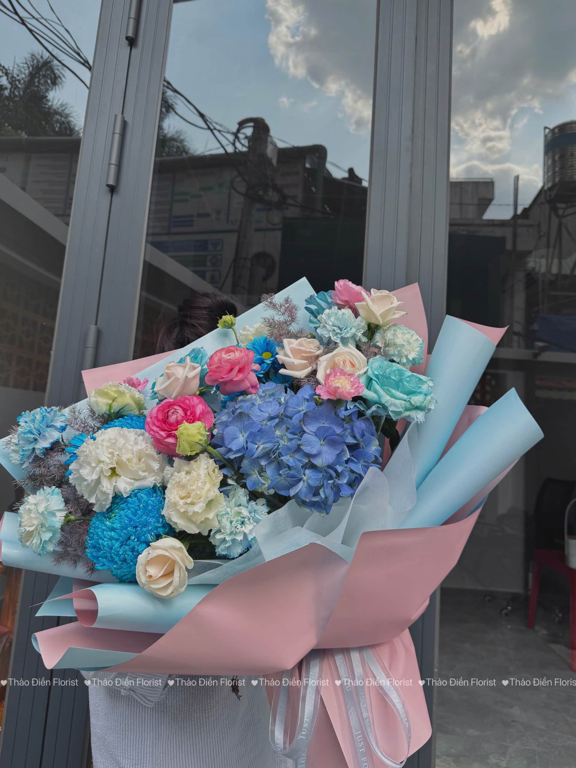 TD02 - Bó Hoa Hồng Pastel và Cẩm Tú Cầu - Ảnh 2