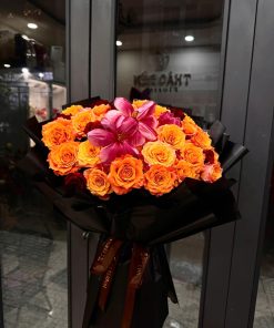 TD05 - Bó Hoa Hồng Cam và Hoa Ly Sang Trọng