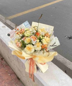 TD12 - Bó Hoa Hồng Vàng Cam Pastel