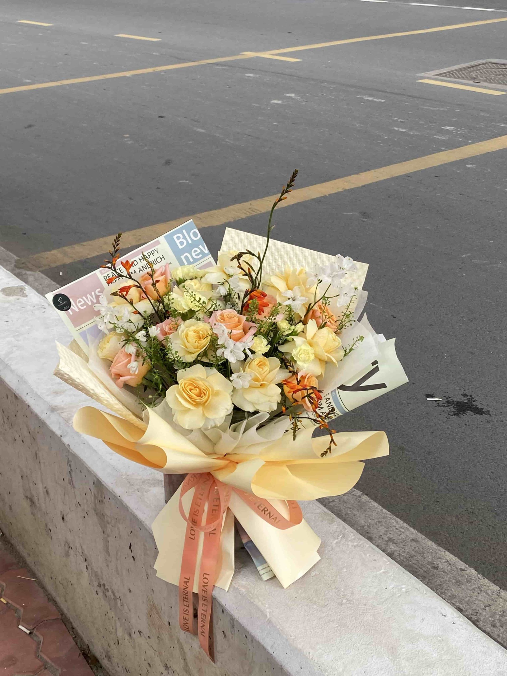 TD12 - Bó Hoa Hồng Vàng Cam Pastel - Ảnh 2