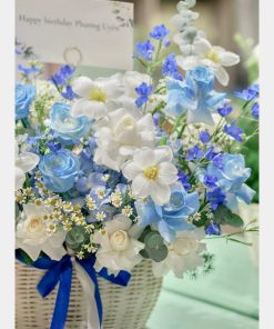 TD34 - Giỏ hoa xanh dương sang trọng tặng đối tác