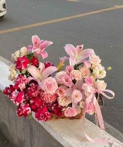 TD22 - Giỏ Hoa Lily Hồng & Lan Hồ Điệp